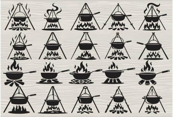 Download Silhouette of a Campfire Cooking Pot3 - Campfire cooking Collection