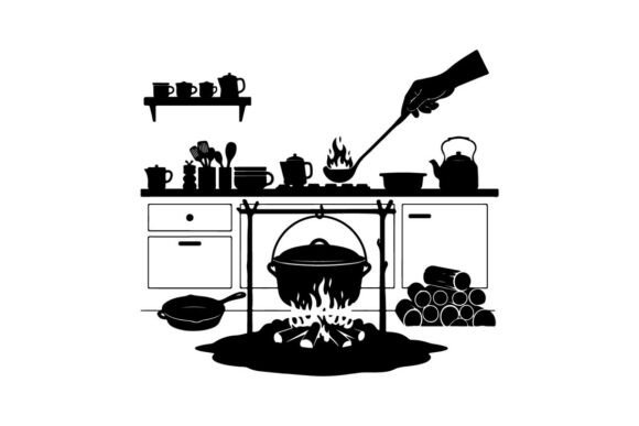 Download Cozy Campfire Cooking Flat Design Vector - Campfire cooking Collection