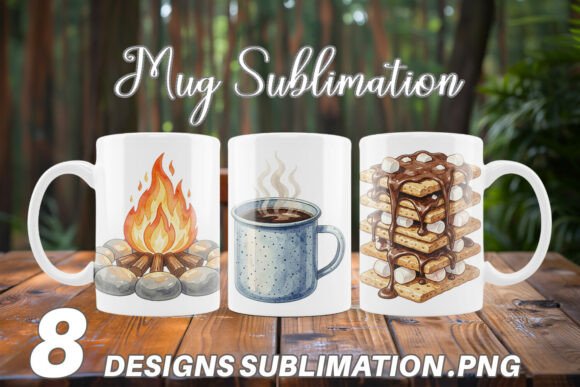Download Watercolor Campfire Cooking Mug Wrap - Campfire cooking Collection