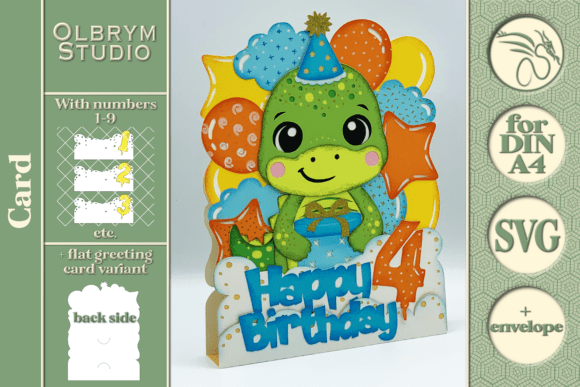 Download Dino Birthday Card , Kawaii Dinosaur SVG - Premium Bundle