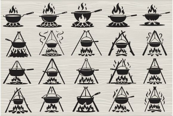 Download Silhouette of a Campfire Cooking Pot2 - Campfire cooking Collection